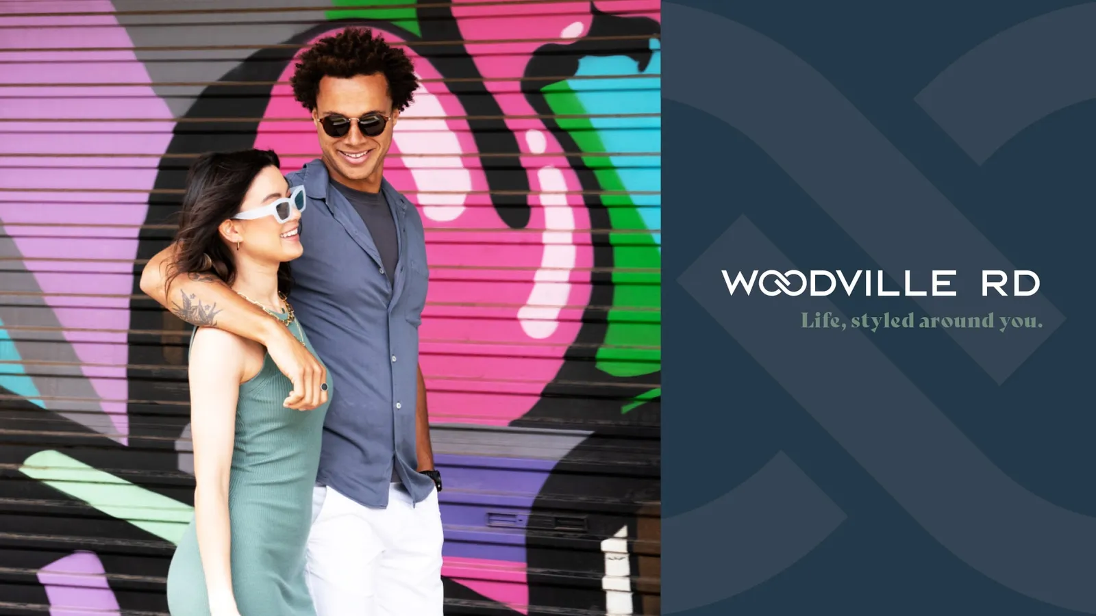 Woodville Rd, Life styled around you: a couple in front of street art